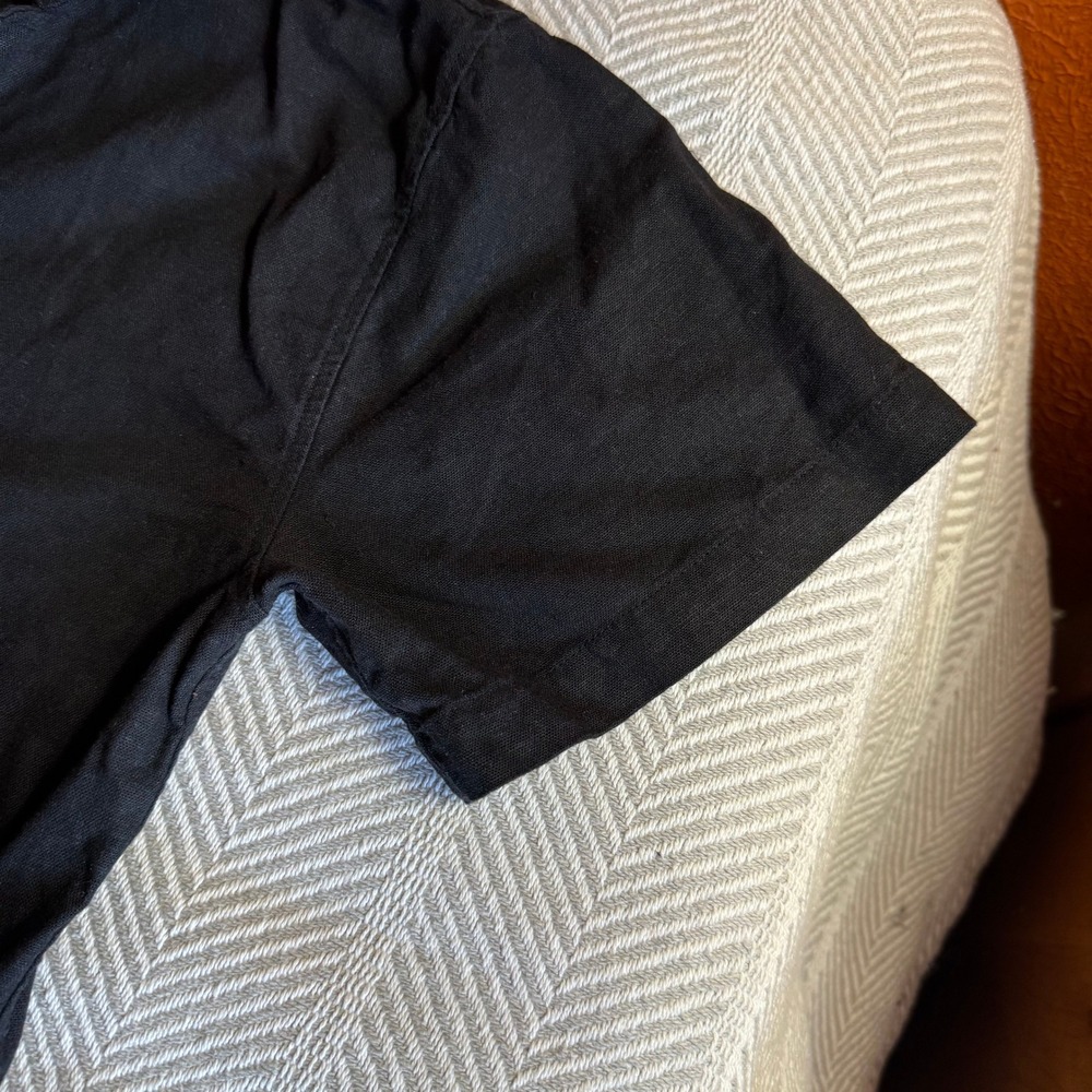 Wilfred Free Aritzia Black Linen Blend Button Front Short Sleeve Jumpsuit M - Picture 5 of 14